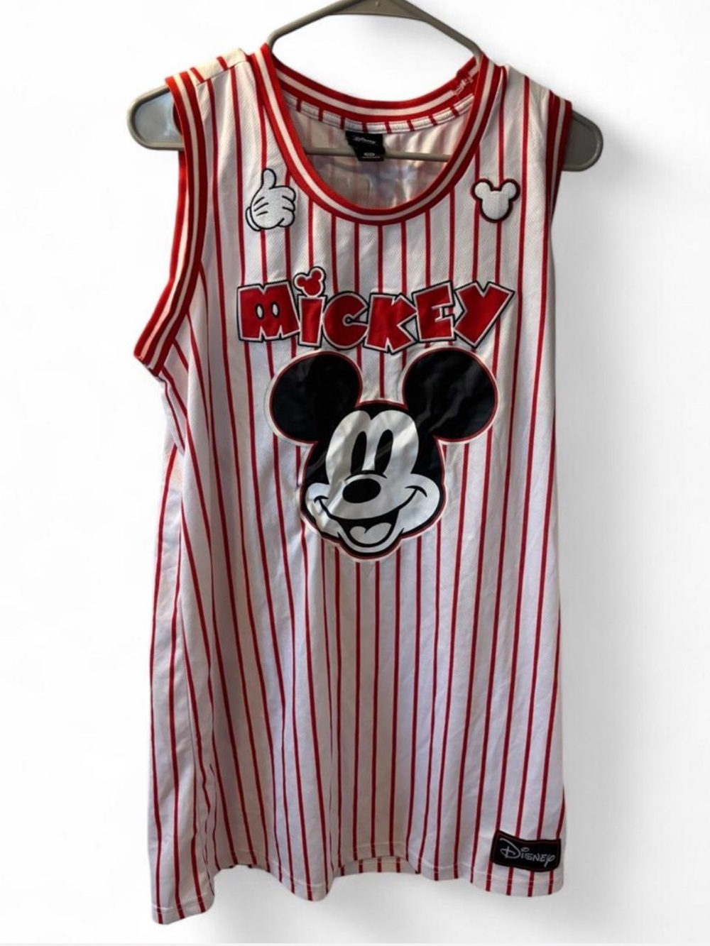 Her Universe Disney Red & White Mickey Mouse Stripe Basketball Jersey Tank Dress